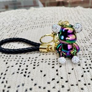NWoT cute rainbow teddy bear keychain & bag charm